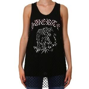 Marcelo Burlon Marena Fishnet Gothic Tank Top Black Size M Women's NWT